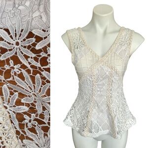 J.O.A. Crochet Knit Floral Lace Tank Top